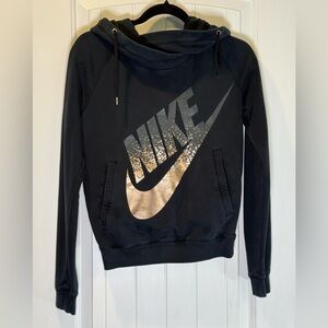 Vintage Nike Black and Gold Hoodie Size XS